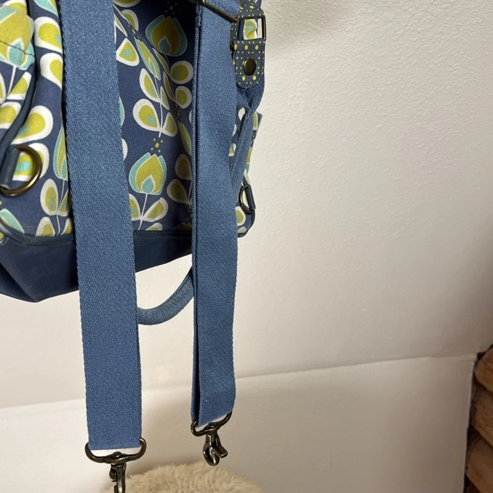 PETUNIA PICKLE BOTTOM Blue/Yellow Tote/Backpack/Diaper Bag. Zip middle closure.